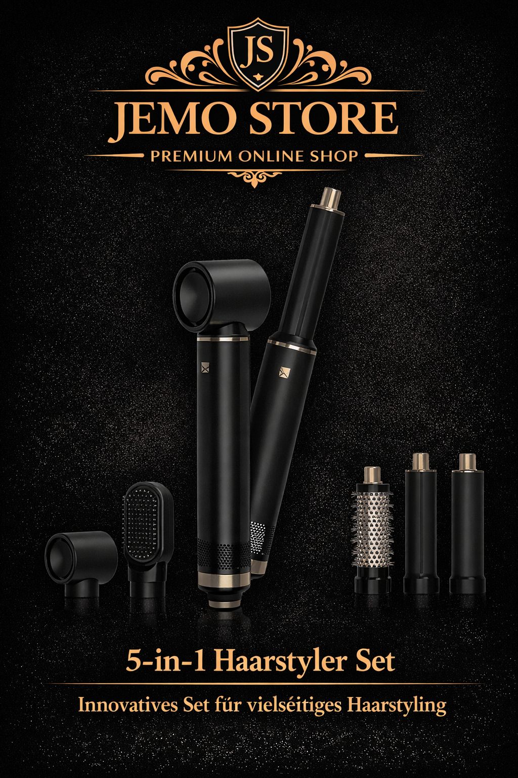 5-in-1 Haarstyler Set – Föhn, Lockenstab & Volumenbürste | Salon Styling Zuhause